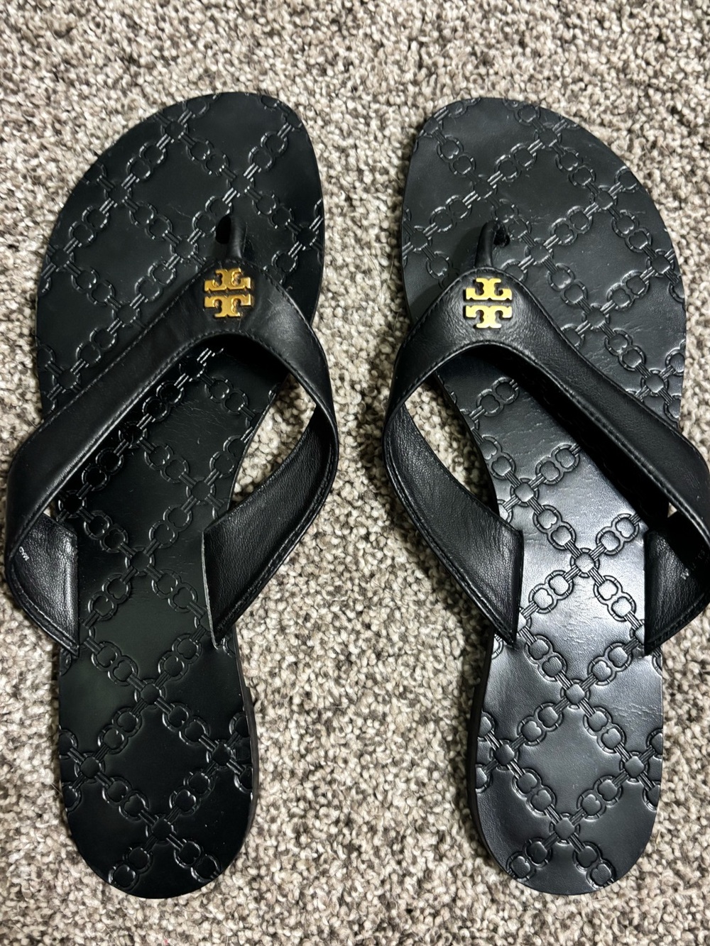 Tory Burch Black Leather Flip Flops